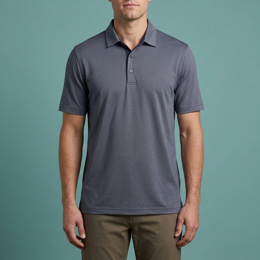 Greg Norman ML75 PlayDry Performance Polo Shirt Men Medium Navy Blue‎ EUC